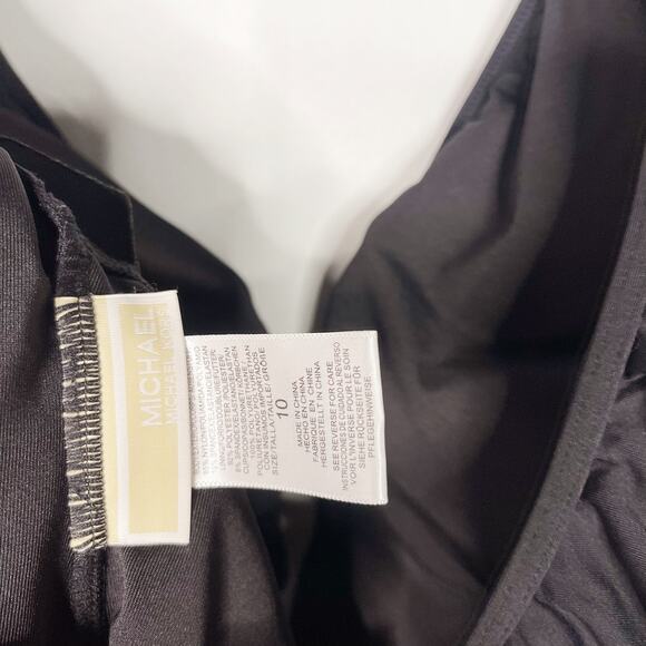 Michael Kors Womens 10 Black Ruffle Deep V Neck One Piece Swim Suit Tie Back - Picture 8 of 10